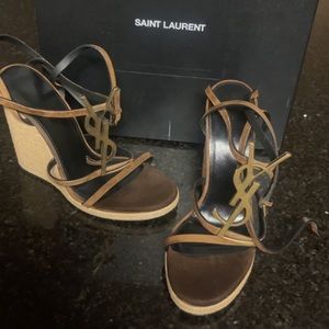 YSL Wedge Cashmere Gold Heels